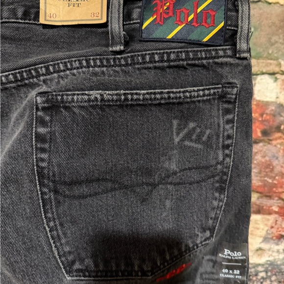 Polo by Ralph Lauren Relaxed Fit Black Jeans embroidered stitching - Picture 6 of 9